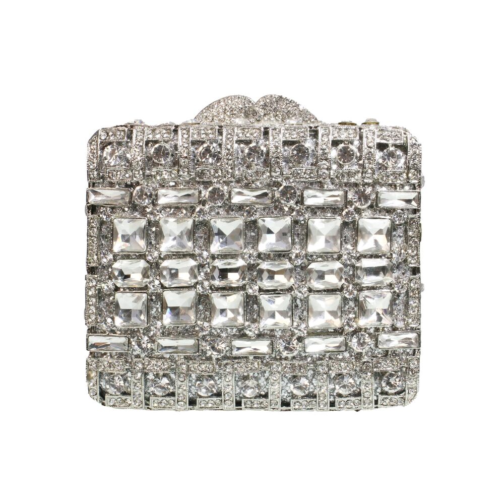 9916 Box Crystal Clutch Purse Elegant Formal Purses Bridal Rhinestone